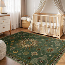 Load image into Gallery viewer, meejou Vacuum-Friendly, 5x7 Washable Area Rug, Green Brown
