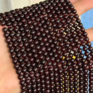 MJDCB Natural Stone Beads Garnet Round Loose Beads for Jewelry Making DIY Bracelet Necklace (6mm)