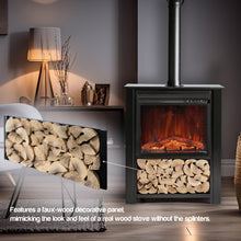 Load image into Gallery viewer, Innsbruck Electric LED Fireplace Stove - Décor Chimney Flue and Wood - 32&quot; Wide x 38&quot; Tall – Soot Black Finish - New 2024
