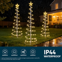 Load image into Gallery viewer, JOIEDOMI 3 Pack Spiral Christmas Tree Lights, 218 LED Outdoor Lighted Tree with Star Topper &amp; Stakes, Christmas Decorations for Yard Porch Patio Garden Holiday Xmas Eve Night Décor, Warm White
