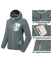 Load image into Gallery viewer, Little Donkey Andy Women's Lightweight Warm Polar Fleece Running Jacket Hooded Full-Zip Thermal Coat Hiking Travel Casual Green M
