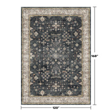 Load image into Gallery viewer, Boho Black Rug for Living Room - Washable 10x14 Area Rug, Dining Room Rugs for Under Table, Soft Low Pile Carpet for Large Bedroom - Farmhouse Decor, Non-Slip &amp; Stain Resistance (10x14 Black/Multi)
