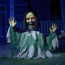 Load image into Gallery viewer, JOYIN Halloween Outdoor Animatronic Groundbreaker Decorations, Half-Body Zombie Groundbreaker with Motion and Light-Up Eyes, for Outside Decor Graveyard Yard Lawn Haunted House Props
