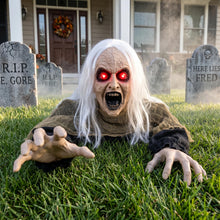 Load image into Gallery viewer, Hourleey Halloween Decorations Outdoor, Sound Activated Climbing Zombie Groundbreaker with Lighted Eyes and Scary Sound, Animated Halloween Decor for Yard Lawn Graveyard Haunted House Prop
