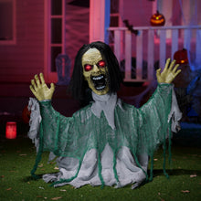 Load image into Gallery viewer, JOYIN Halloween Outdoor Animatronic Groundbreaker Decorations, Half-Body Zombie Groundbreaker with Motion and Light-Up Eyes, for Outside Decor Graveyard Yard Lawn Haunted House Props
