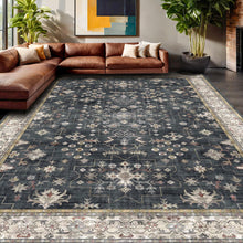 Load image into Gallery viewer, Boho Black Rug for Living Room - Washable 10x14 Area Rug, Dining Room Rugs for Under Table, Soft Low Pile Carpet for Large Bedroom - Farmhouse Decor, Non-Slip &amp; Stain Resistance (10x14 Black/Multi)
