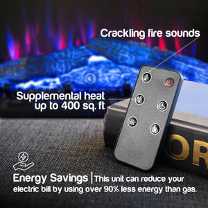 Innsbruck Electric LED Fireplace Stove - Décor Chimney Flue and Wood - 32" Wide x 38" Tall – Soot Black Finish - New 2024