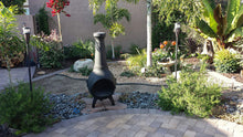 Load image into Gallery viewer, The Blue Rooster Prairie Chiminea Outdoor Fireplace - Wood Burning Cast Aluminum Deck or Patio Firepit
