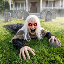 Load image into Gallery viewer, Hourleey Halloween Decorations Outdoor, Sound Activated Climbing Zombie Groundbreaker with Lighted Eyes and Scary Sound, Animated Halloween Decor for Yard Lawn Graveyard Haunted House Prop
