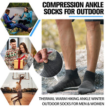 Load image into Gallery viewer, Welwoos Merino Wool Ankle Hiking Socks Thermal Warm Thick Winter Compression Support Running Cushion Athletic No Show Socks for Women Men Gifts Stocking Stuffers 6 Pairs(Light Striped Style,L)
