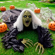 Load image into Gallery viewer, JOYIN Zombie Halloween Decoration Outdoor Witch Groundbreaker Halloween Graveyard Decor Outside, Scary Zombie Props with Sound Effect &amp; Lighted Eyes for Haunted House, Lawn Yard Decorations
