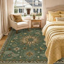 Load image into Gallery viewer, meejou Vacuum-Friendly, 5x7 Washable Area Rug, Green Brown
