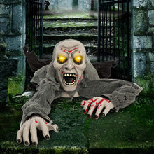 Load image into Gallery viewer, JOYIN Halloween Decorations Outdoor Light-Up Zombie Groundbreaker with bloodstain and Creepy Sound for Halloween Outside Decor Lawn Yard Patio Graveyard Decoration, Haunted House Prop
