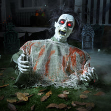 Load image into Gallery viewer, JOYIN Halloween Outdoor Decoration Zombie Groundbreaker, Animatronics Zombie Props Halloween Outside Decor, Animated Groundbreaker with Sound &amp; Glowing Eyes for Graveyard Lawn Yard Haunted House Decor
