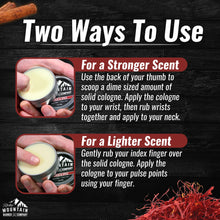 Load image into Gallery viewer, Rocky Mountain Barber Company Solid Cologne for Men – Citrus &amp; Spice Scent – 2 Oz Size - Made with Coconut Oil, Shea Butter - Long-Lasting Scent

