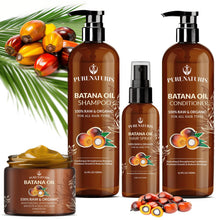 Load image into Gallery viewer, 100% Natural Raw Organic Batana Oil Sulfate-Free Complete Hair Growth , Anti-Hair Loss &amp; Repair System Kit – Shampoo, Conditioner, Hair Mask, &amp; Leave-In Spray | Thickness &amp; Prevents Loss for Men Women
