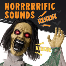 Load image into Gallery viewer, JOYIN Halloween Outdoor Animatronic Groundbreaker Decorations, Half-Body Zombie Groundbreaker with Motion and Light-Up Eyes, for Outside Decor Graveyard Yard Lawn Haunted House Props
