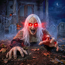 Load image into Gallery viewer, Hourleey Halloween Decorations Outdoor, Sound Activated Climbing Zombie Groundbreaker with Lighted Eyes and Scary Sound, Animated Halloween Decor for Yard Lawn Graveyard Haunted House Prop
