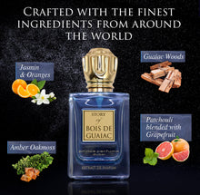 Load image into Gallery viewer, Prince Parfums Dubai - Story of Bois De Guaiac - Men - 3.4 Ounces - Extrait de Parfum - Luxury Fragrance with Exotic Woods, Amber, &amp; Citrus Notes - Timeless Luxury - A Refined and Sophisticated Scent
