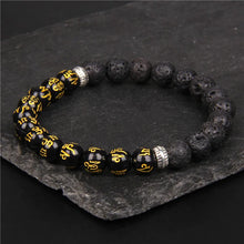Load image into Gallery viewer, Buddhism Natural Lava Stone Beads Bracelet Men Women 8mm Malachite Beaded Yoga Healing Bracelets Prayer Lucky Jewelry Gifts
