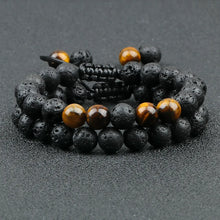 Load image into Gallery viewer, 2Pcs Adjustable Braided Natural Stone Beads Bracelets&amp;Bangles For Couples Women Men Tiger Eye Lava Bracelet Yoga Jewelry Pulsera
