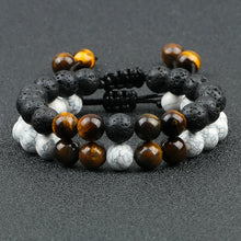 Load image into Gallery viewer, 2Pcs Adjustable Braided Natural Stone Beads Bracelets&amp;Bangles For Couples Women Men Tiger Eye Lava Bracelet Yoga Jewelry Pulsera
