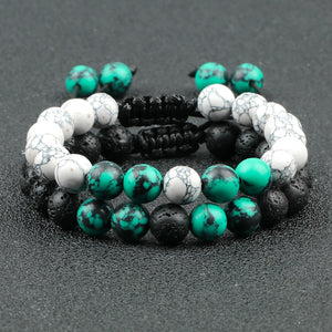 2Pcs Adjustable Braided Natural Stone Beads Bracelets&Bangles For Couples Women Men Tiger Eye Lava Bracelet Yoga Jewelry Pulsera