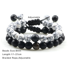 Load image into Gallery viewer, 2Pcs Adjustable Braided Natural Stone Beads Bracelets&amp;Bangles For Couples Women Men Tiger Eye Lava Bracelet Yoga Jewelry Pulsera

