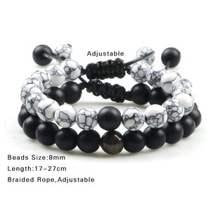 2Pcs Adjustable Braided Natural Stone Beads Bracelets&Bangles For Couples Women Men Tiger Eye Lava Bracelet Yoga Jewelry Pulsera