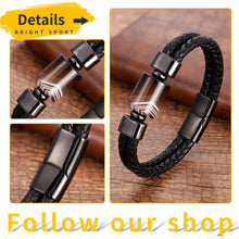 Load image into Gallery viewer, Charm Stone Bead Genuine Leather Bracelets For Men 2020 Fashion Stainless Steel Clasp Multilayer Rope Bracelet Male Jewelry Gift
