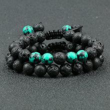 Load image into Gallery viewer, 2Pcs Adjustable Braided Natural Stone Beads Bracelets&amp;Bangles For Couples Women Men Tiger Eye Lava Bracelet Yoga Jewelry Pulsera
