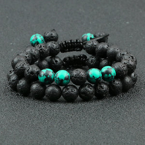 2Pcs Adjustable Braided Natural Stone Beads Bracelets&Bangles For Couples Women Men Tiger Eye Lava Bracelet Yoga Jewelry Pulsera