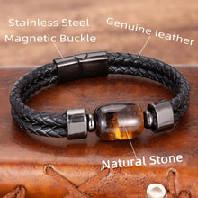 Load image into Gallery viewer, Charm Stone Bead Genuine Leather Bracelets For Men 2020 Fashion Stainless Steel Clasp Multilayer Rope Bracelet Male Jewelry Gift
