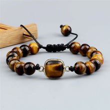 Load image into Gallery viewer, Tiger Eye Natural Picture Stone Bracelet Round Shape Pendant 8mm Beads For Men/Women Handmade Braided Bracelets&amp;Bangles Jewelry
