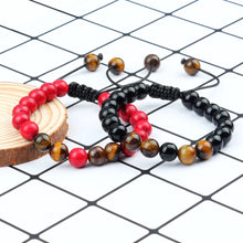 Load image into Gallery viewer, 2Pcs Adjustable Braided Natural Stone Beads Bracelets&amp;Bangles For Couples Women Men Tiger Eye Lava Bracelet Yoga Jewelry Pulsera
