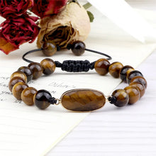 Load image into Gallery viewer, Tiger Eye Natural Picture Stone Bracelet Round Shape Pendant 8mm Beads For Men/Women Handmade Braided Bracelets&amp;Bangles Jewelry
