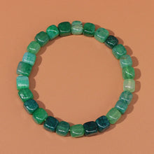 Load image into Gallery viewer, High Quality Natural Stone Tourmaline Agates Bracelet for Women Men Cube Bead Elastic Bracelets Square Smooth Stone Bracelets
