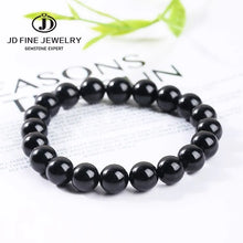 Load image into Gallery viewer, JD Natural Stone 7A Black Tourmaline Bead Bracelets Women Healing Crystals Chakra Yoga Meditation Jewelry Schorl Strand Bangles
