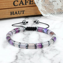 Load image into Gallery viewer, New Blue Cylinder-Shaped Braided Bracelet Round Black Gallstone Spacer Agate Bangle Chain Women Men Natural Pulsera Jewelry Gift
