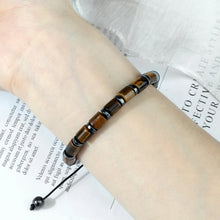 Load image into Gallery viewer, Men Cylindrical Tiger Eye Stone Bracelet Nature Stripe Agate Stone Beads Bracelet Charm Women Reiki Healing Jewelry Gift Pulsera
