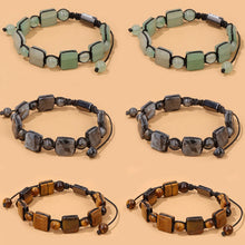 Load image into Gallery viewer, Natural Cube Flat Square Stone Beads Bracelet Adjustable Rope Braided Bracelets Tiger Eye Labradorite Bracelet for Women Men

