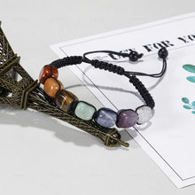 Load image into Gallery viewer, Natural Lava Stone Beads Healing Balance Charm Bracelet 7 Chakra Tiger Eye Beaded Bracelets Tibetan Buddha Prayer for Women Men
