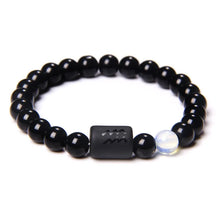 Load image into Gallery viewer, 12 Constellation Zodiac Signs Beads Couples Bracelet Natural Black Onyx Stone Elastic Charm Bracelet for Women Men Birthday Gift
