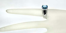 Load image into Gallery viewer, RB Gems Sterling Silver 925 Statement Ring Genuine Gemstone Cushion 10 mm with Rhodium-Plated Finish (10, London-Blue-Topaz)
