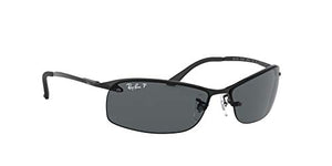 Ray-Ban Unisex-Adult RB3183 Metal Sunglasses, Black/Polarized Grey Gradient, 63 mm