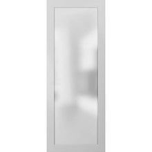 Load image into Gallery viewer, Frosted Lite Glass Door Panel Slab 28 x 80 | Planum 2102 White Silk | Use as Barn Pocket Sliding Closet | Solid Wood Core Interior Door
