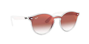 Ray-Ban RB4380N Blaze Round Sunglasses, Matte Transparent/Red Gradient Mirror, 37 mm