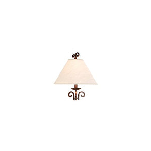 Traditional Floor Lamp with Table Iron Rust Scroll Wooden Off White Flared Bell Shade for Living Room Reading - Franklin Iron Works