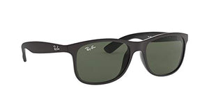 Ray-Ban RB4202 Andy Rectangular Sunglasses, Matte Black/Dark Green, 55 mm
