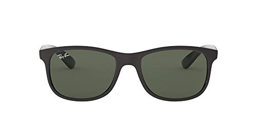 Ray-Ban RB4202 Andy Rectangular Sunglasses, Matte Black/Dark Green, 55 mm